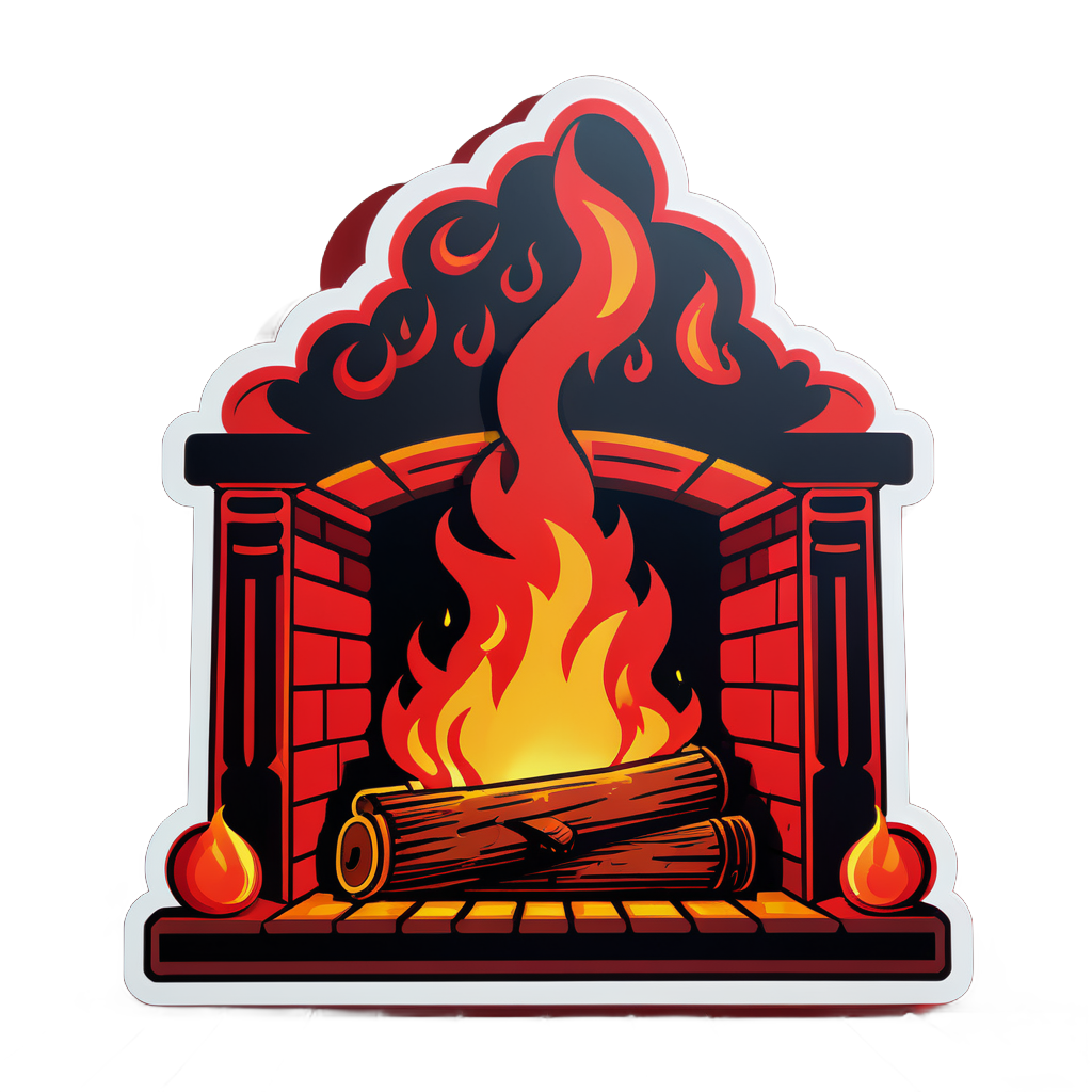 Red Fuego Crepitante en una Chimenea sticker