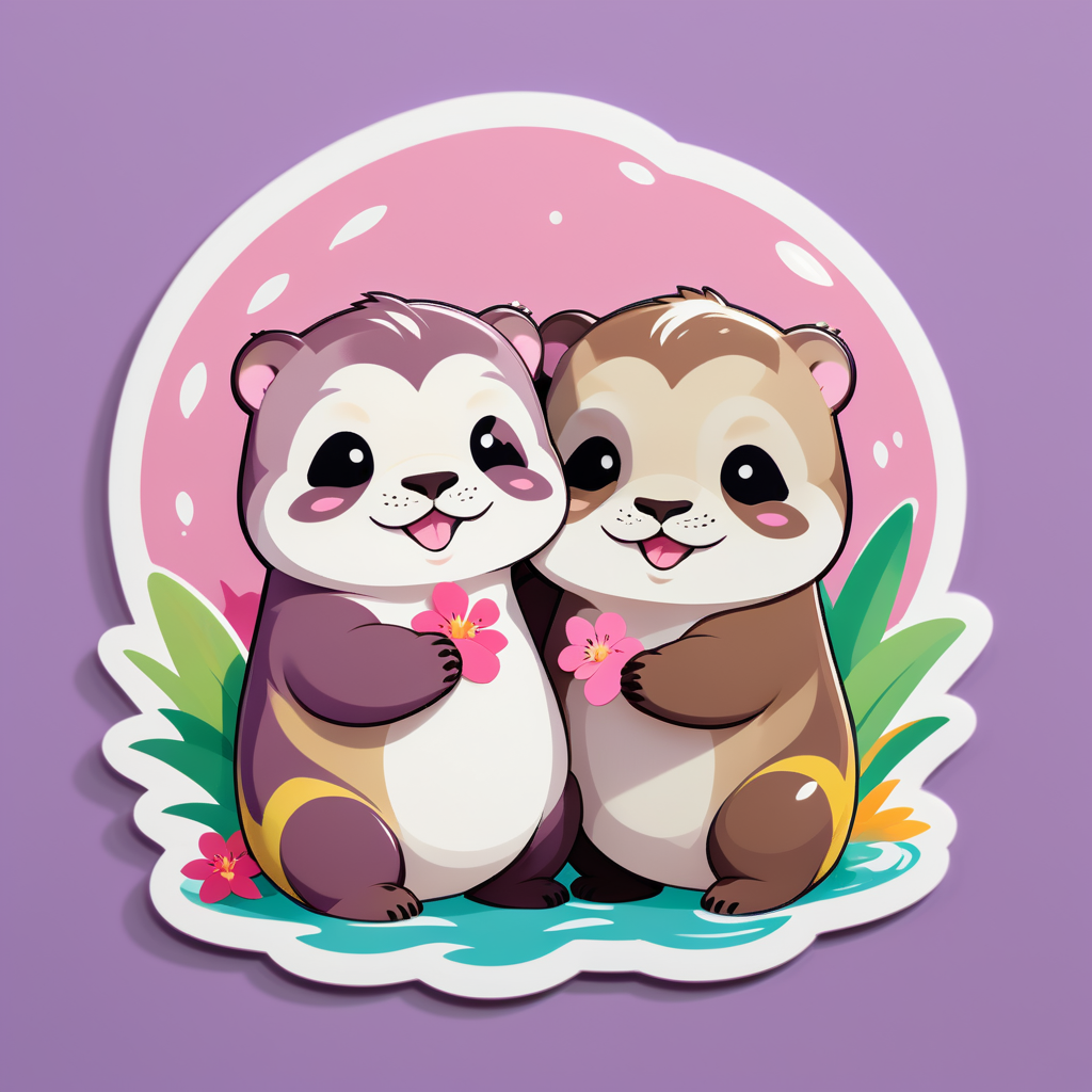 Chubby Orchid Otters sticker