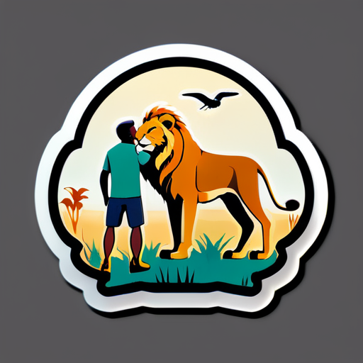 Prenez une photo représentant l'amour de votre père pour les gazelles et les lions. sticker