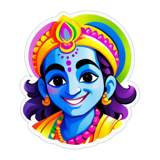 make a holi picture with krishna sticker