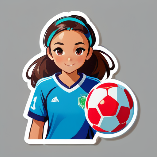 NIÑA CON UNIFORME DE FUTBOL Y UN BALON CON EL NOMBRE LISDARY sticker