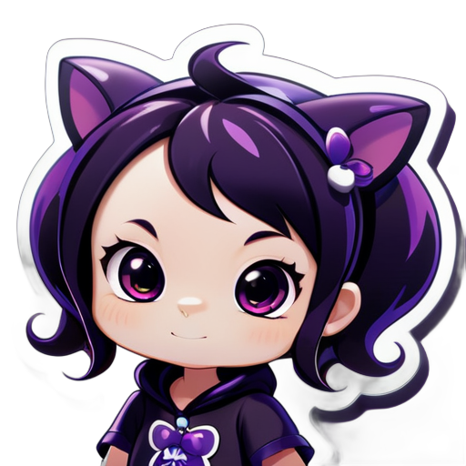 creame un calca animada infantil con el tema de kuromi morado que tenga el nombre de DANNA SOFIA 7 AÑOS sticker