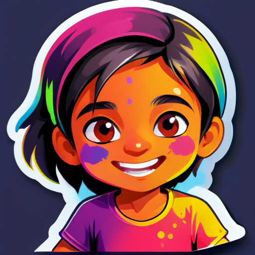 generate boy and girl with playing Holi sticker