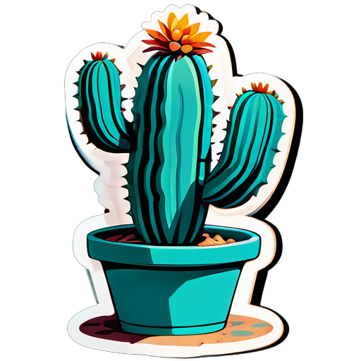 Un cactus turquesa hiperrealista de dos brazos muy hermoso sticker