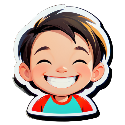 kid with smile sticker