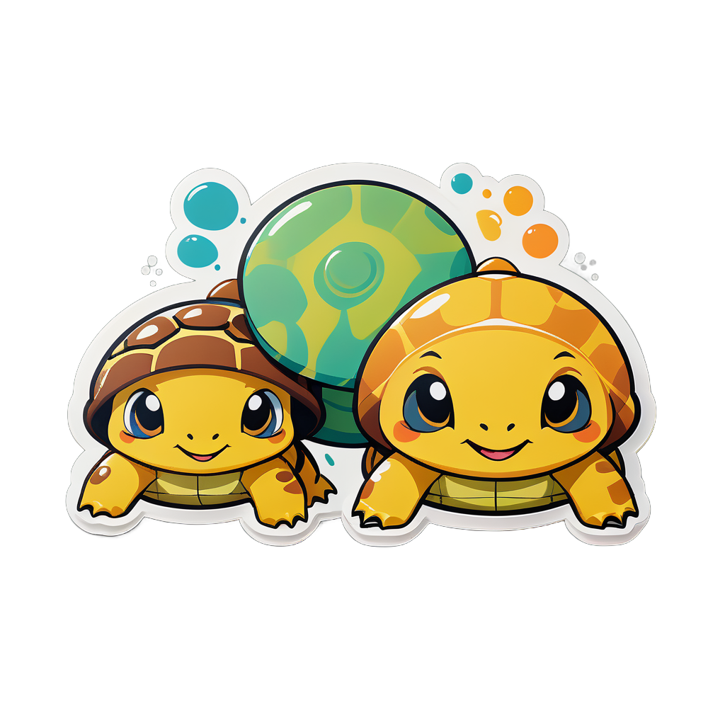 Tortugas rechonchas de color ocre sticker