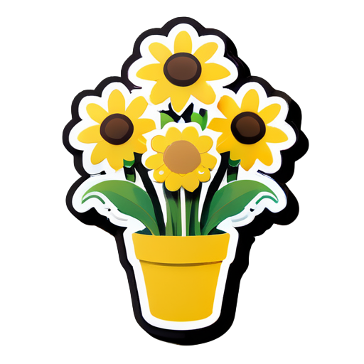 Crea un Sticker de un ramo de flores amarillas, pueden ser rosas o girasoles y anexa la frase "Feliz Dia Amor
" sticker