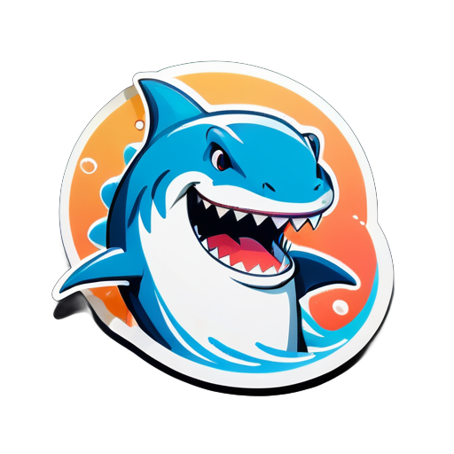 Shark with a friendly smile, waving its fin (as a greeting gesture)
 sticker