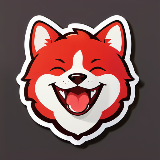 Cão Shiba Inu vermelho, sorrindo, com a língua para fora, com padrão de número dezessete no corpo sticker