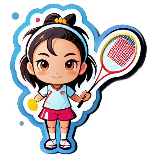 une fille mignonne avec du badminton sticker