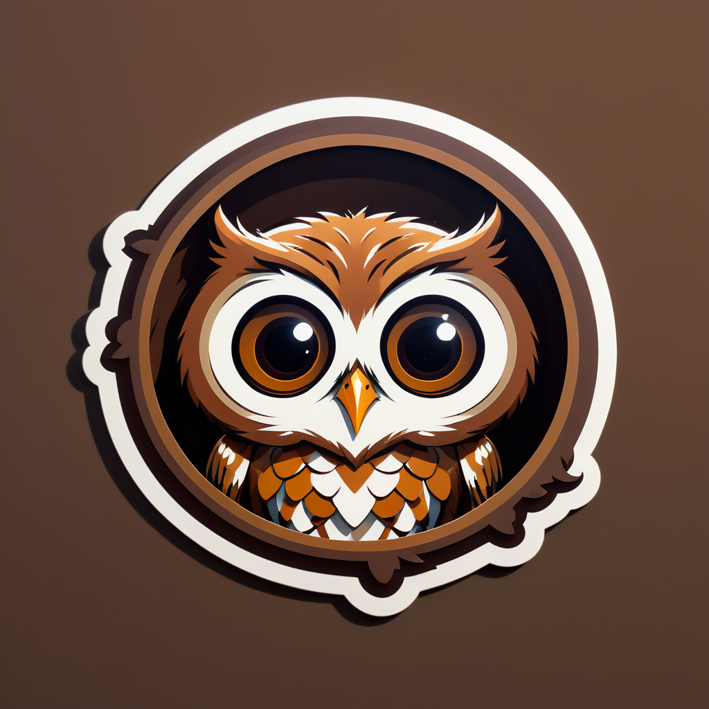 Brown Owl Peering from a Hollow sticker