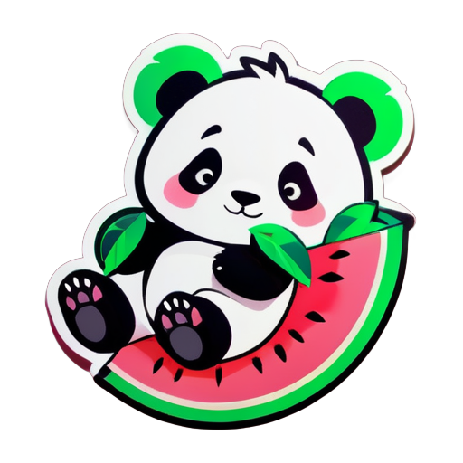 un panda assis sur une pastèque sticker