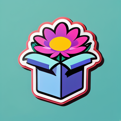 Eine geöffnete Box auf einer Blume sticker