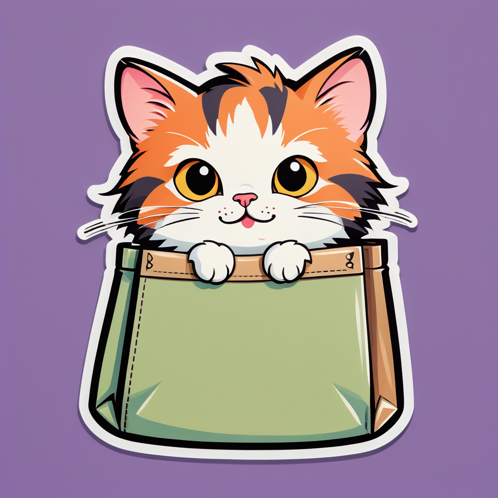 Chat curieux qui sort de son sac sticker