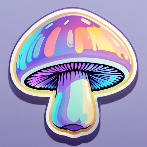 Champignon, pastel, contour, holographique, sticker