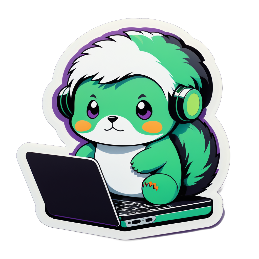 Lo-Fi Lemming with Laptop sticker