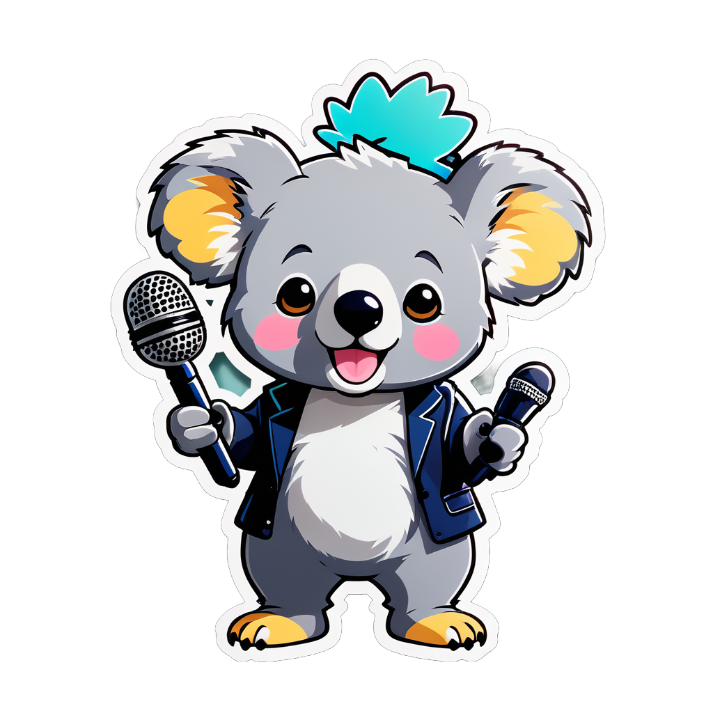 K-Pop Koala avec support de microphone sticker