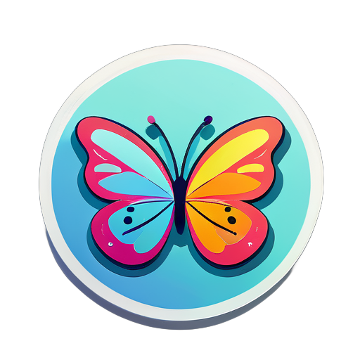 Round shape with butterfly in the middle and colors around it sticker