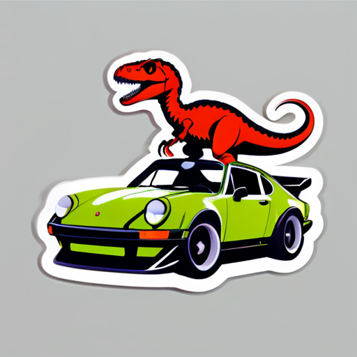 velociraptor em cima de um porsche sticker