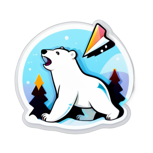 /imagine prompt:polar bear playing with a paper plane, Sticker, Content, Cool Colors, light art style, Contour, Vector, White Background, Detailed
 sticker