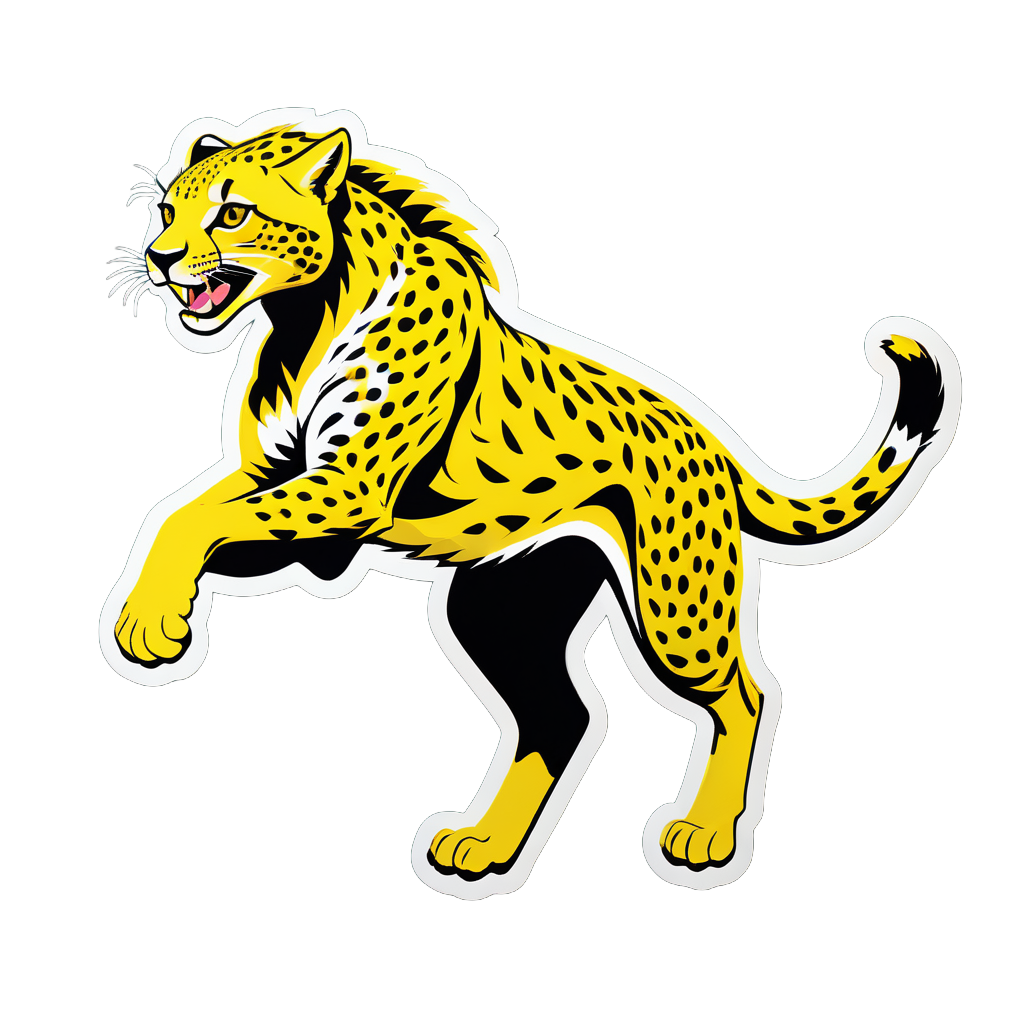 Yellow Cheetah Sprinting across the Savannah sticker