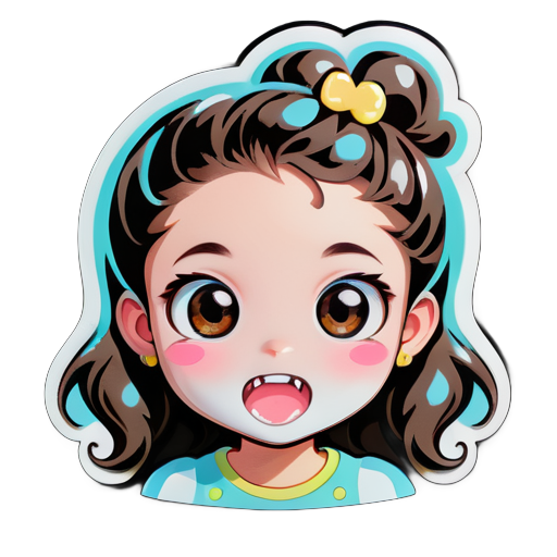 Look, I want a sticker of a girl who has gum in her hair and milk on her face. sticker