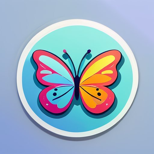 Round shape with butterfly in the middle and colors around it sticker