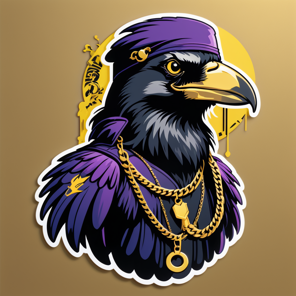 Rap Raven with Gold Chain sticker