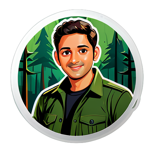 Mahesh babu image as hunter with the forest background sticker