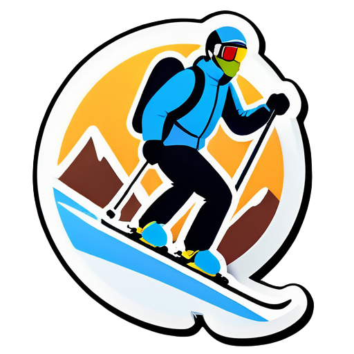 Man skiing on a mountain sticker