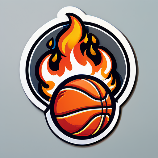 basketball with fire sticker