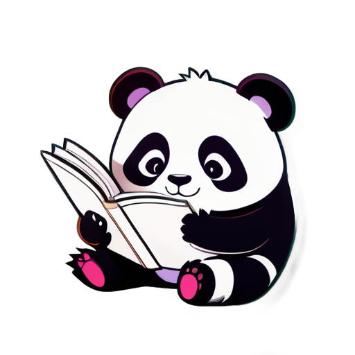 Un panda está leyendo un libro sticker