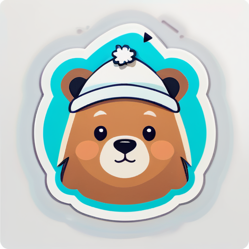 I want a sticker pack of a bear wearing a hat in all the stickers. The stickers should be cute, minimal and light colored. sticker