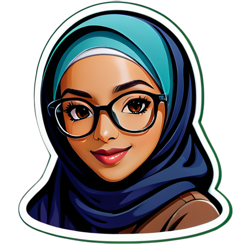 Elisa Muslimah mit Brille und Hijab sticker