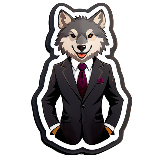 Lobo amigable con traje formal  sticker