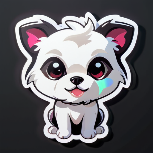 cute white dog with black glass sticker