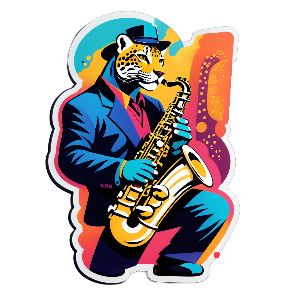 Jazz Jaguar with Saxophone sticker