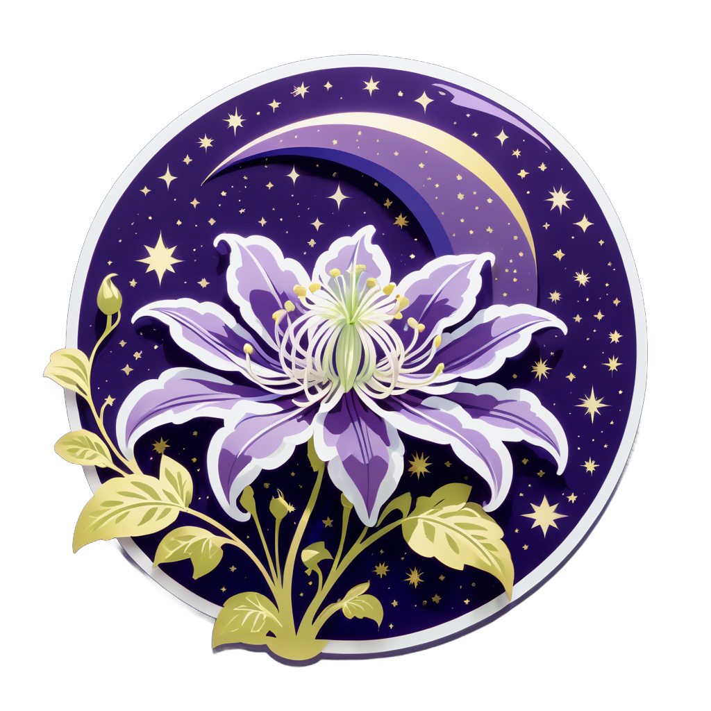 Celestial Clematis Crescent sticker