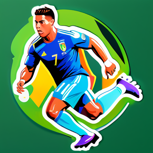 Ronaldo is running with football sticker