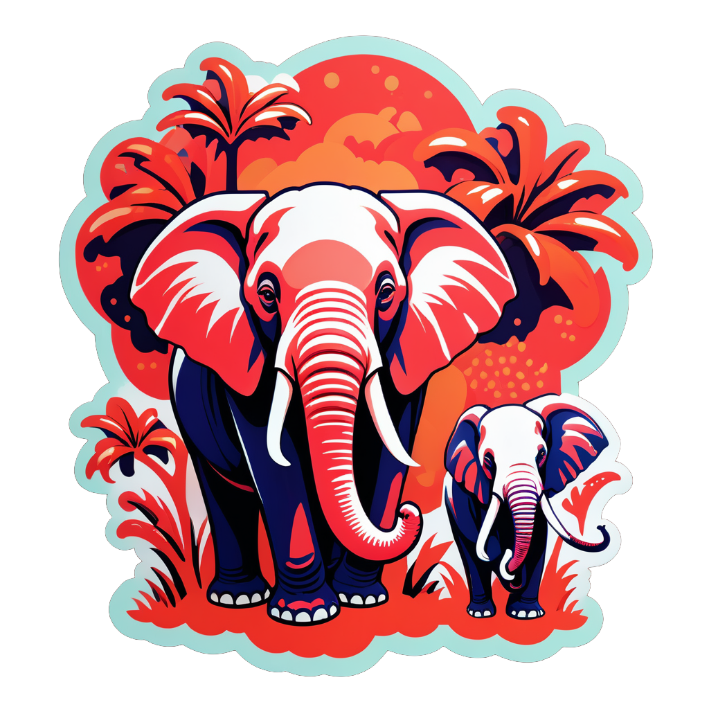 Substantial Coral Elephants sticker