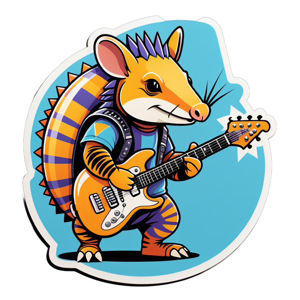 Alt-Rock Armadillo with Electric Guitar sticker