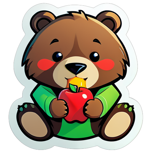 apple eating by bear sticker