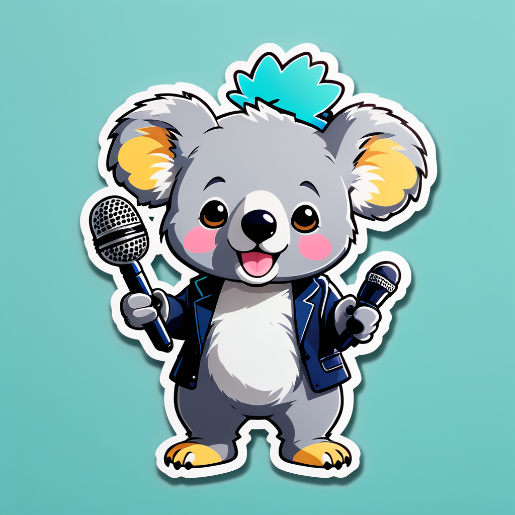 K-Pop Koala avec support de microphone sticker