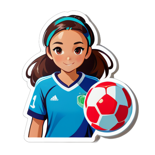 NIÑA CON UNIFORME DE FUTBOL Y UN BALON CON EL NOMBRE LISDARY sticker