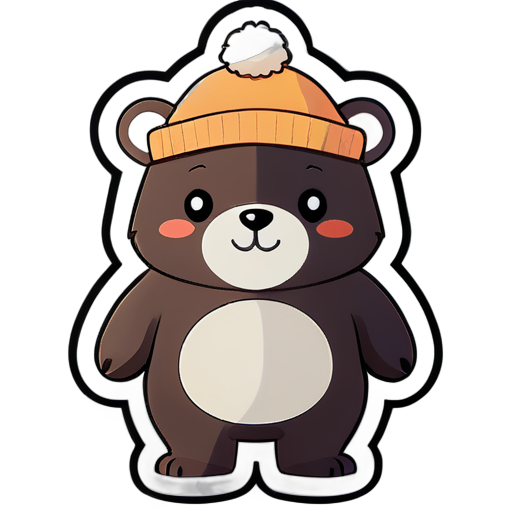 I want a sticker pack of a bear wearing a hat in all the stickers. The stickers should be cute, minimal and light colored. sticker