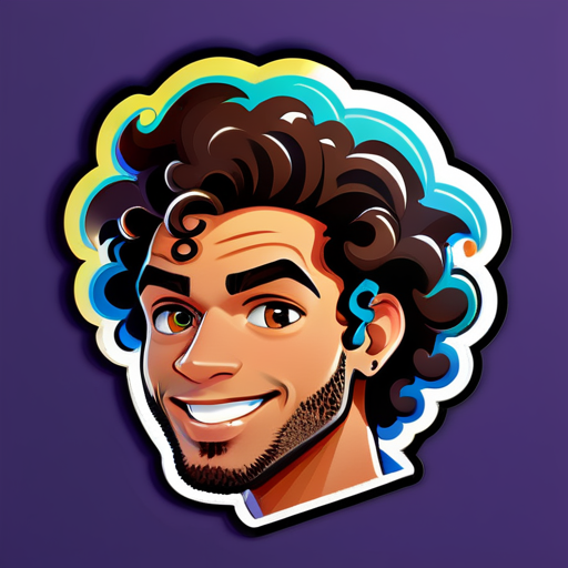 electronics,business and entrepreneur intrested guy with curly hair sticker