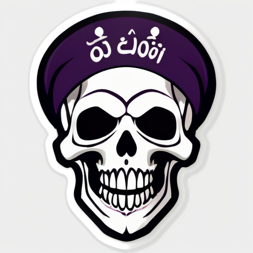 skeleton skull with a writing on its forehead as "emir öbek ifşa" sticker