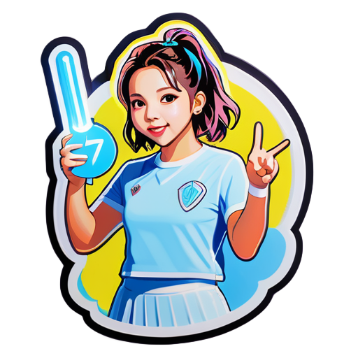 Twice Chaeyoung with their light stick sticker