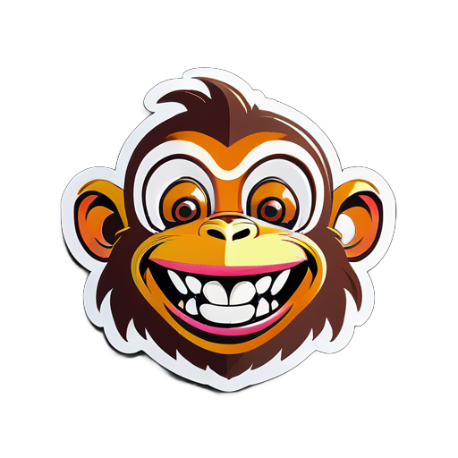 a monkey with a funny smile and some text like LOL sticker