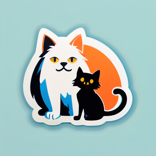 cat with dog sticker